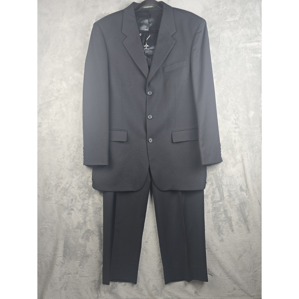 Chaps Ralph Lauren Suit‎ Mens 42T 34x30 Black Wool Canada Vintage 90's